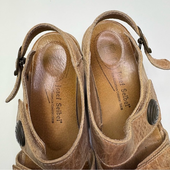 Josef Seibel Nina Women’s Size 36 Tan Leather Velcro Strap On Sandal Shoe Summer - Picture 7 of 10